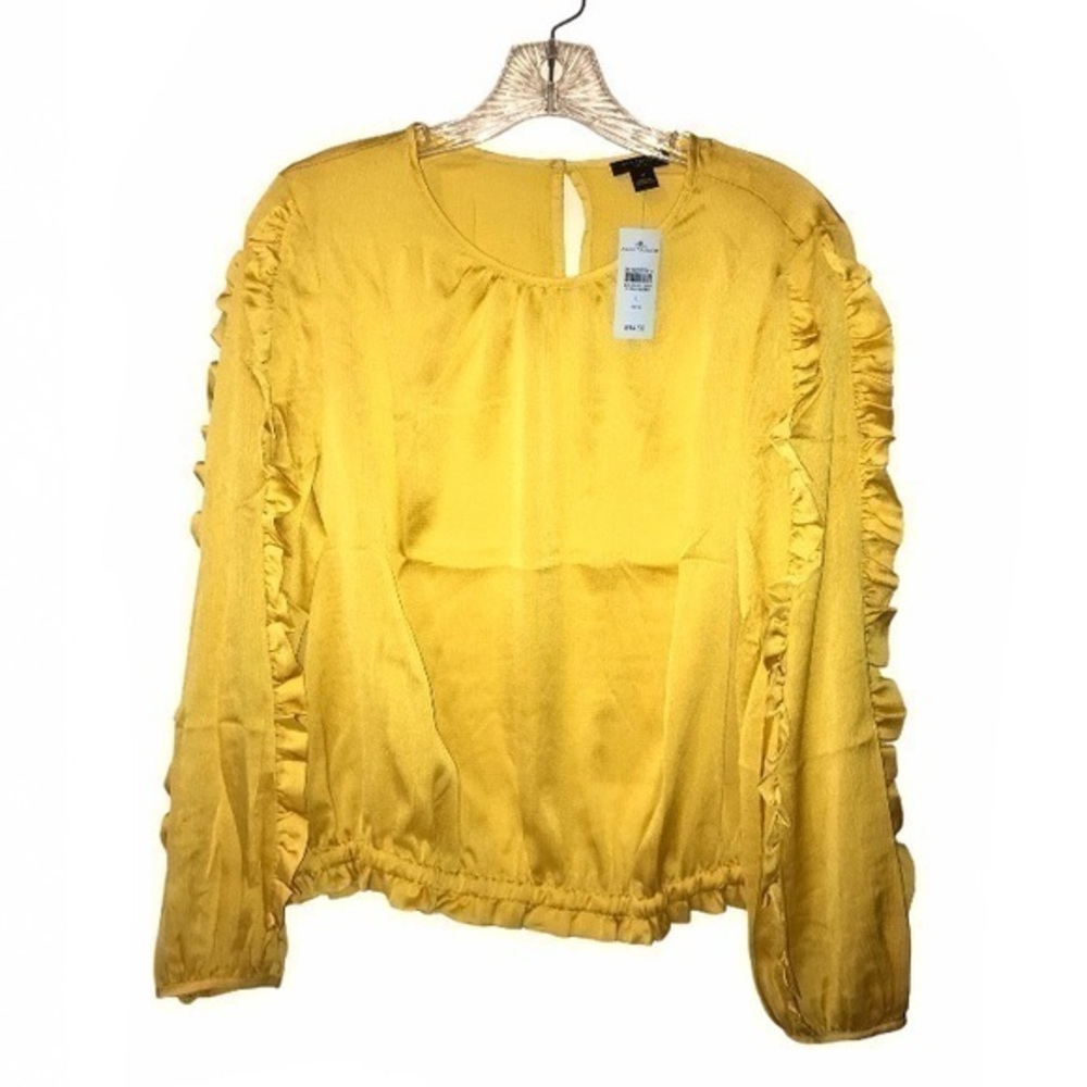 Ann Taylor Ruffle Sleeve Cinched Hem Top - Picture 2 of 7